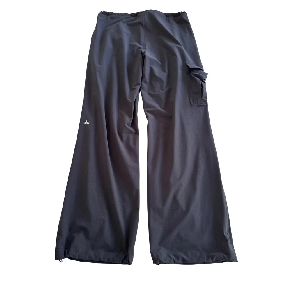 Alo Yoga Low Rise Megastar Cargo Pants Black XS Y2K Baggy Utility Streetwear